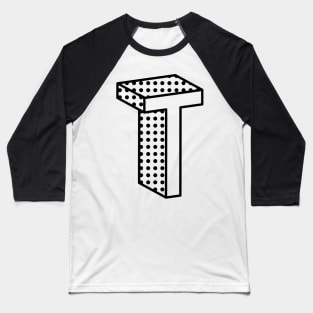 3D Ben Day Dot Isometric Letter T Baseball T-Shirt